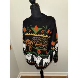 Vintage Teasers Acrylic Knit Sweater Oregan Trail Sheep Unique Cottagecore SM
